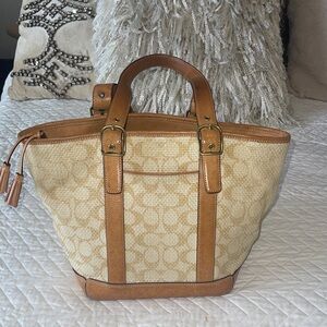 Coach Tan and Cream Tote Bag